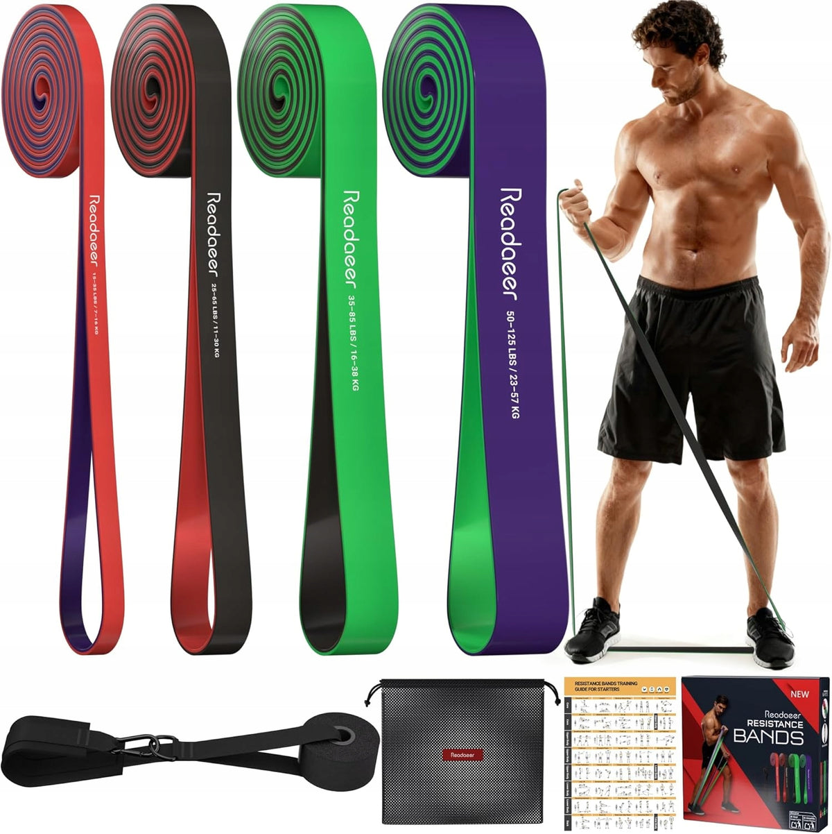 RESISTANCE BANDS SET OF 4 FITNESS BANDS FOR EXERCISE