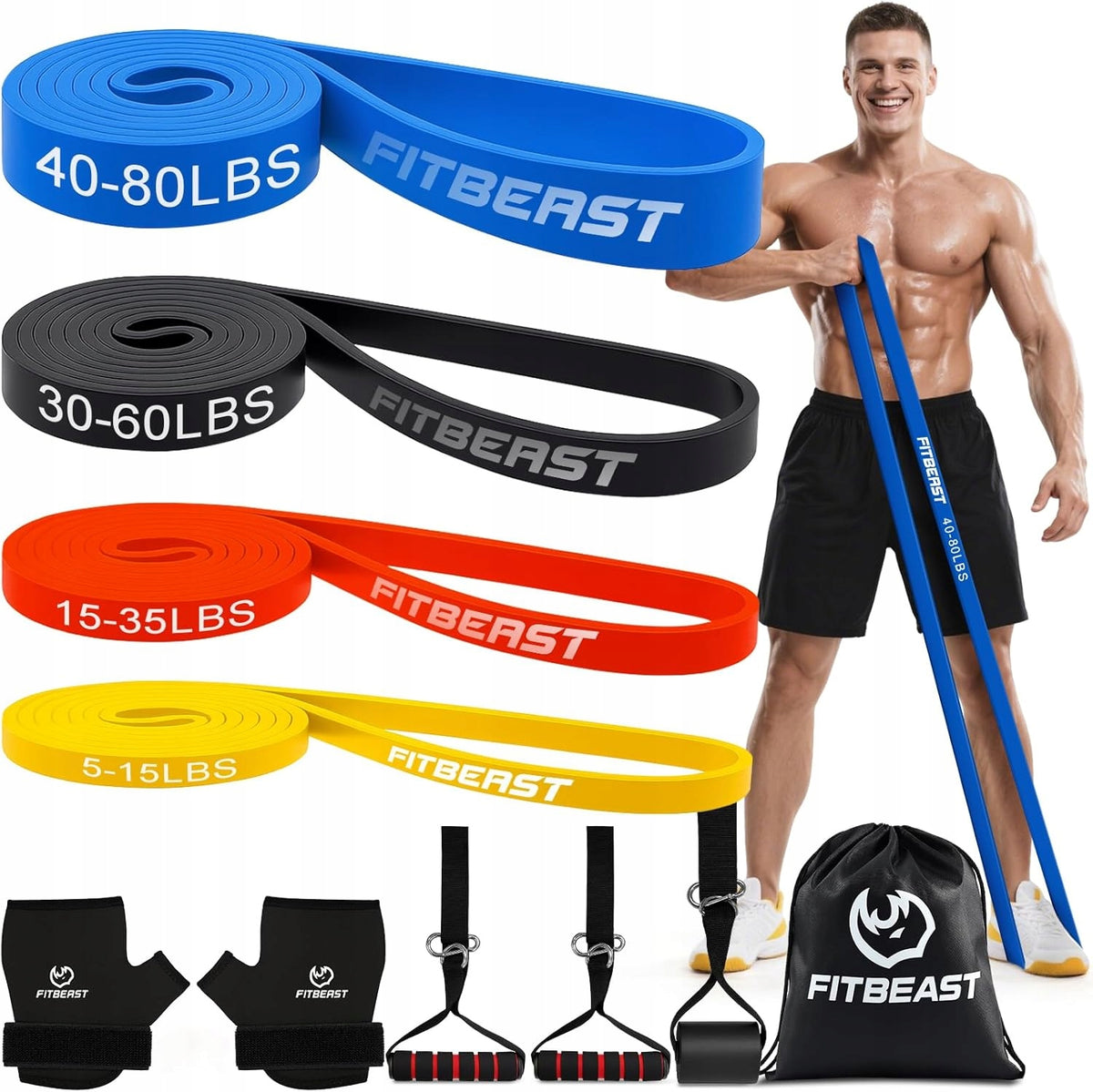 RESISTANCE BANDS SET OF 4 STRENGTH TRAINING HOUSE