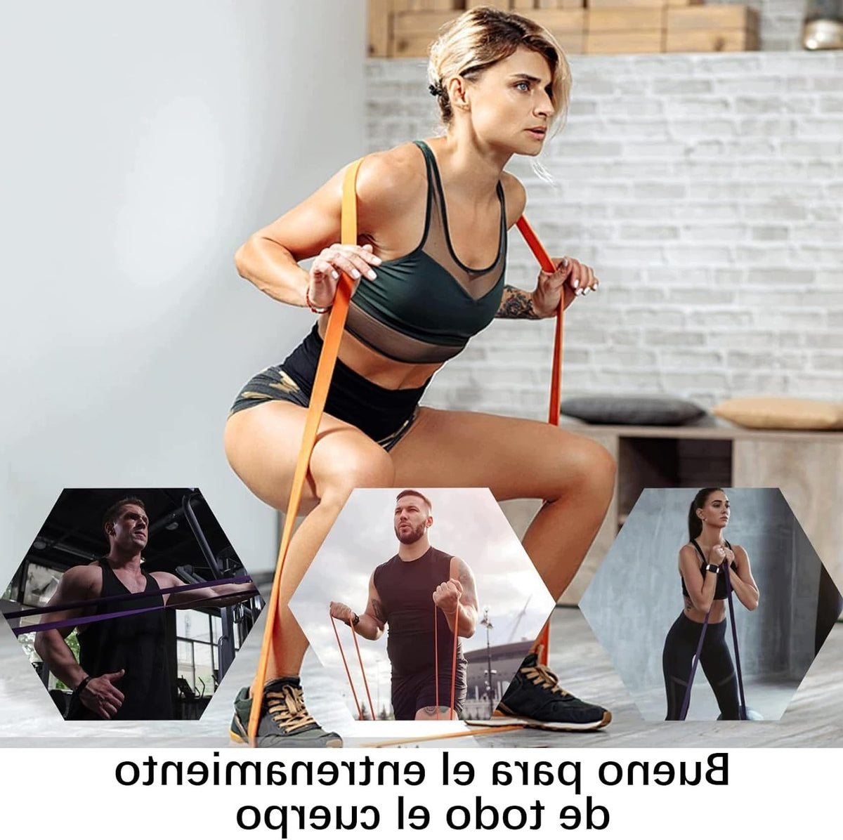 RESISTANCE BANDS SET OF 5 COLORS 21X11X5CM FOR HOME TRAINING Brand Power