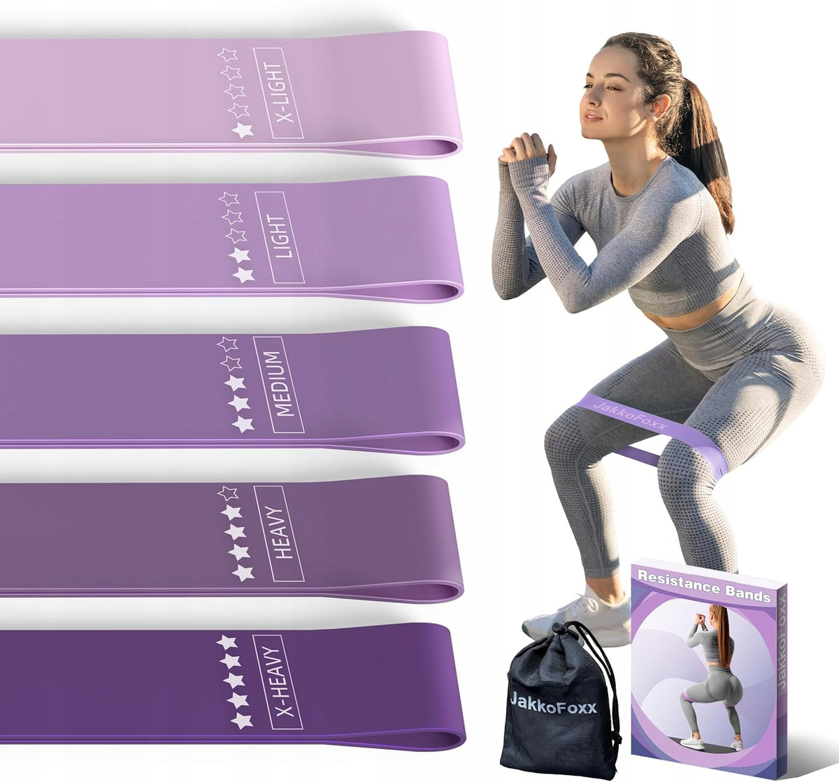 RESISTANCE BANDS SET OF 5 FITNESS STRENGTH TRAINING AT HOME AND GYM