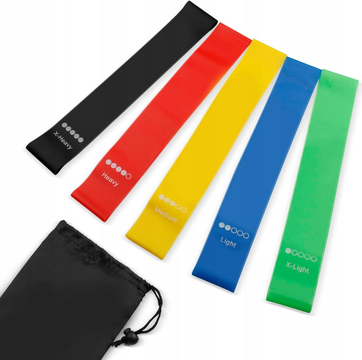 RESISTANCE BANDS SET OF 5 PILATES YOGA FITNESS RUBBERS