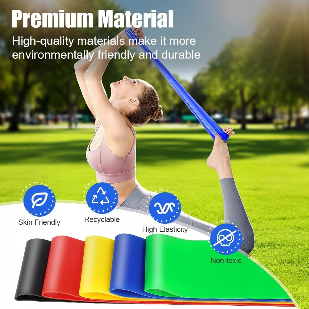 RESISTANCE BANDS SET OF 5 RUBBERS FOR FITNESS EXERCISES Width 20 mm