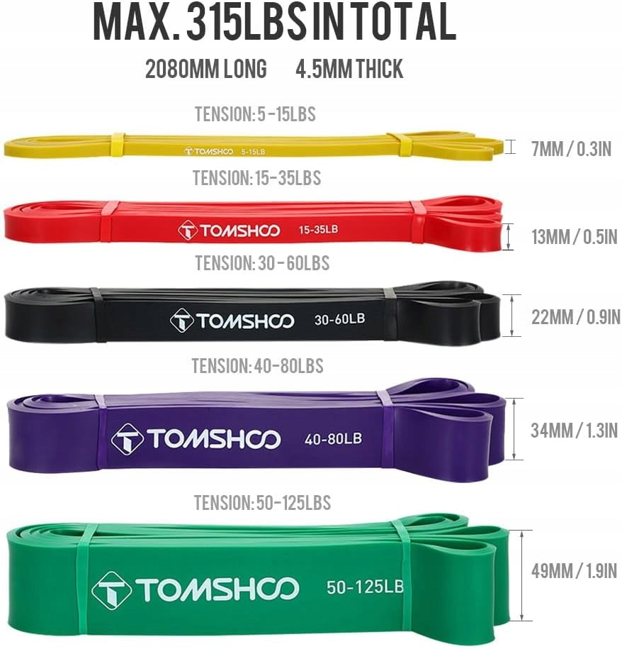 RESISTANCE BANDS SET OF 5 STRENGTH TRAINING PULL-UP Color multicolor