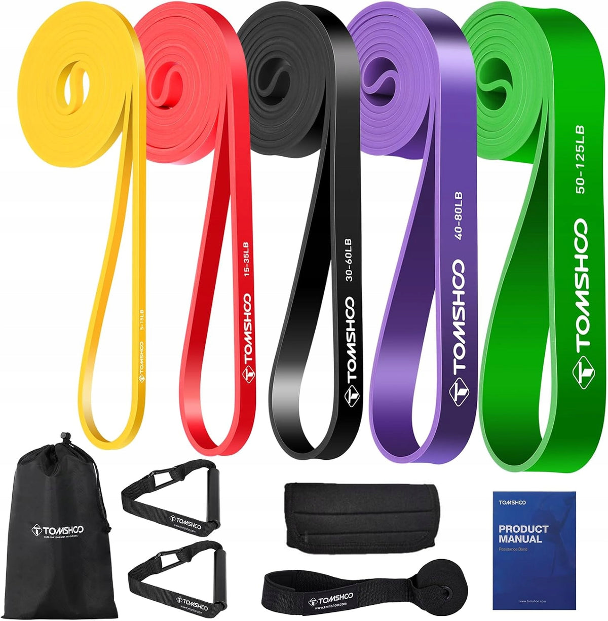 RESISTANCE BANDS SET OF 5 STRENGTH TRAINING PULL-UP