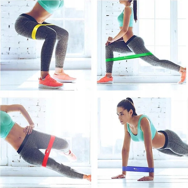 RESISTANCE BANDS SET OF 5x EXERCISE RUBBERS STRETCHING TRAINING PULL-UP Color multicolor