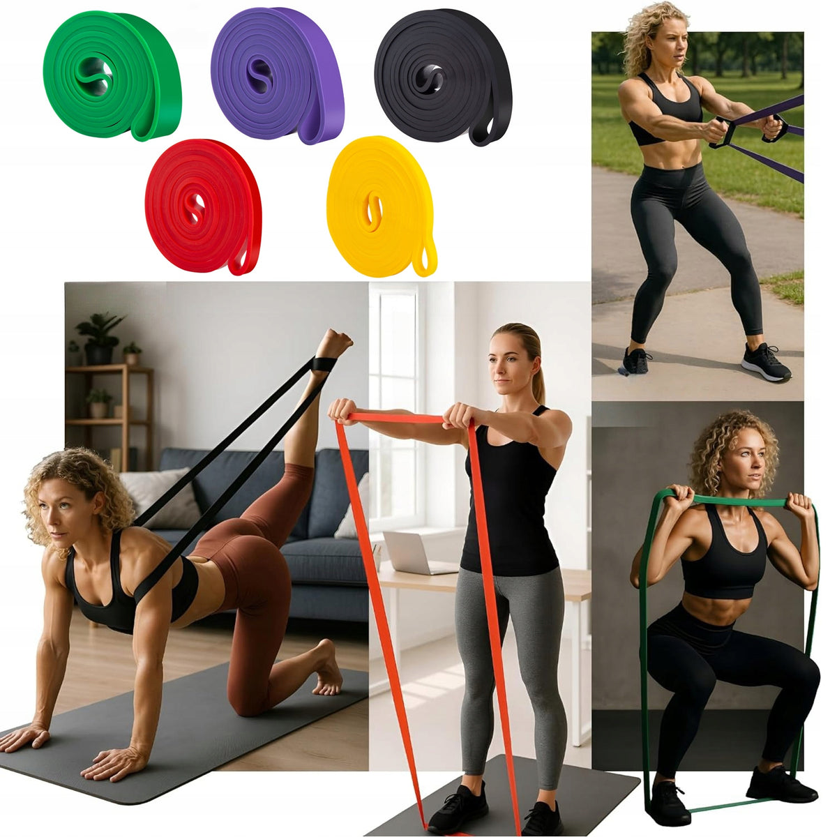 RESISTANCE EXERCISE RUBBERS – TAPE SET OF 5 STRONG FITNESS POWER BAND Packaging status original