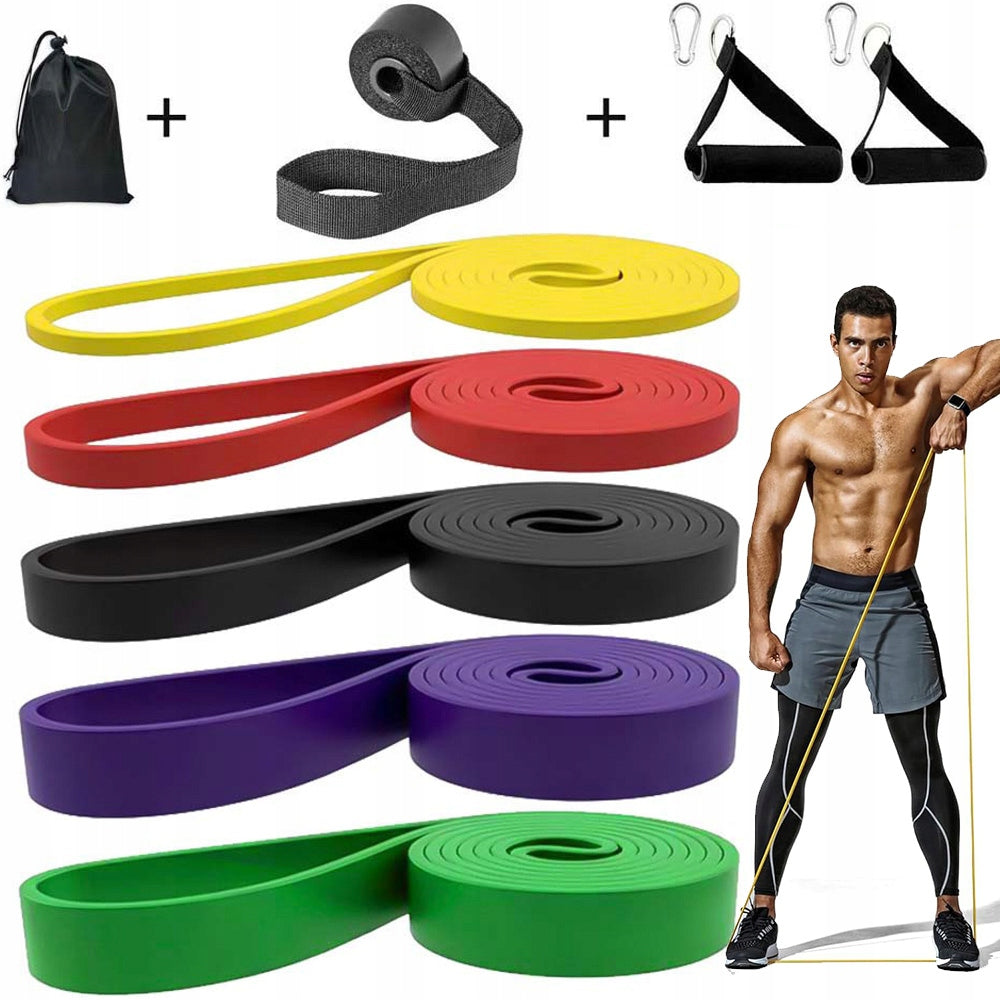 RESISTANCE EXERCISE RUBBERS – TAPE SET OF 5 STRONG FITNESS POWER BAND
