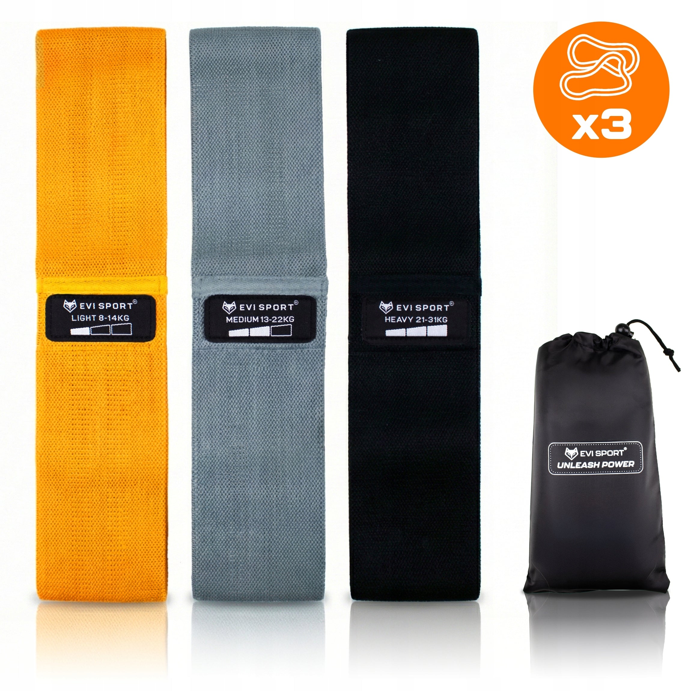 RESISTANCE MATERIAL RUBBERS FOR EXERCISE SET OF 3 Strong Fitness TAPES Gym Brand EVI