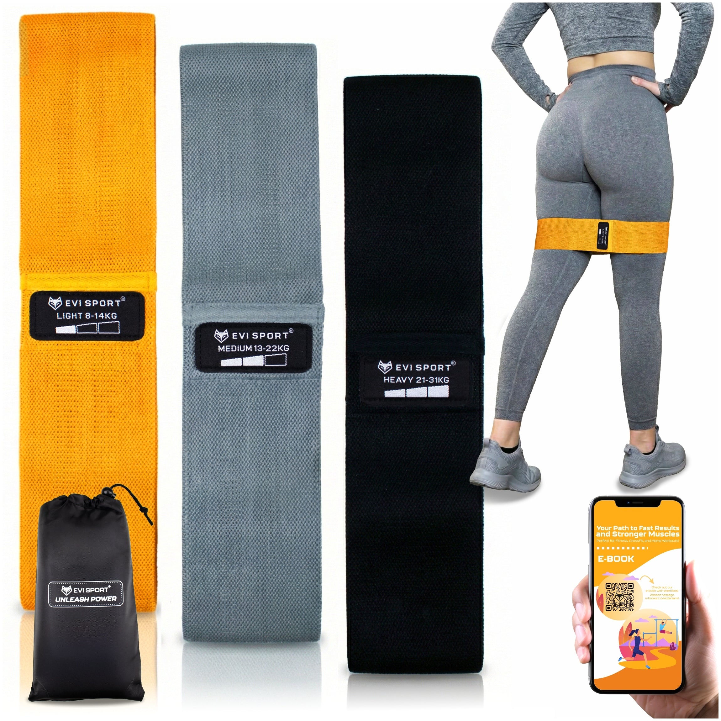 RESISTANCE MATERIAL RUBBERS FOR EXERCISE SET OF 3 Strong Fitness TAPES Gym