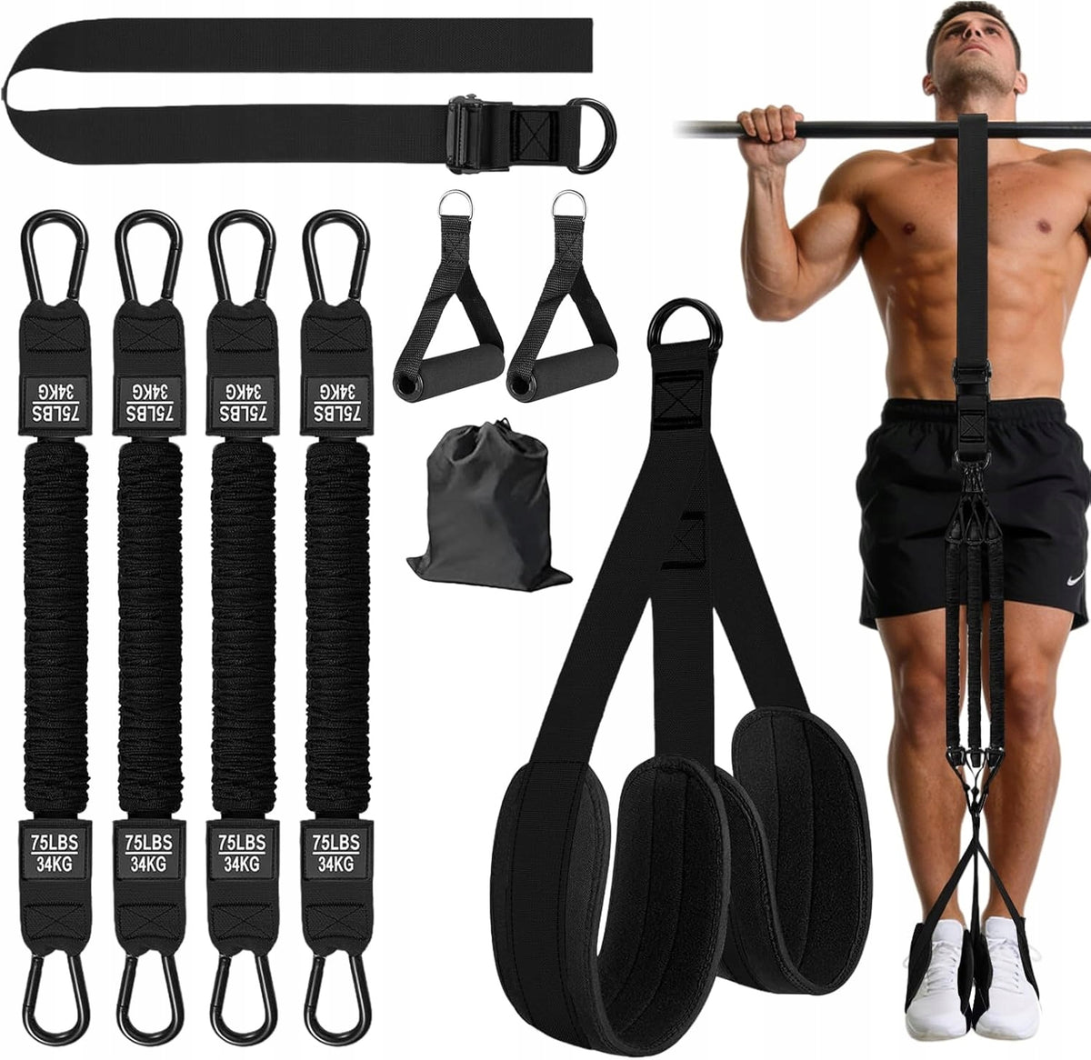 RESISTANCE RUBBER BANDS PULL UP RESISTANCE BELT HANDLES TRAINING SET