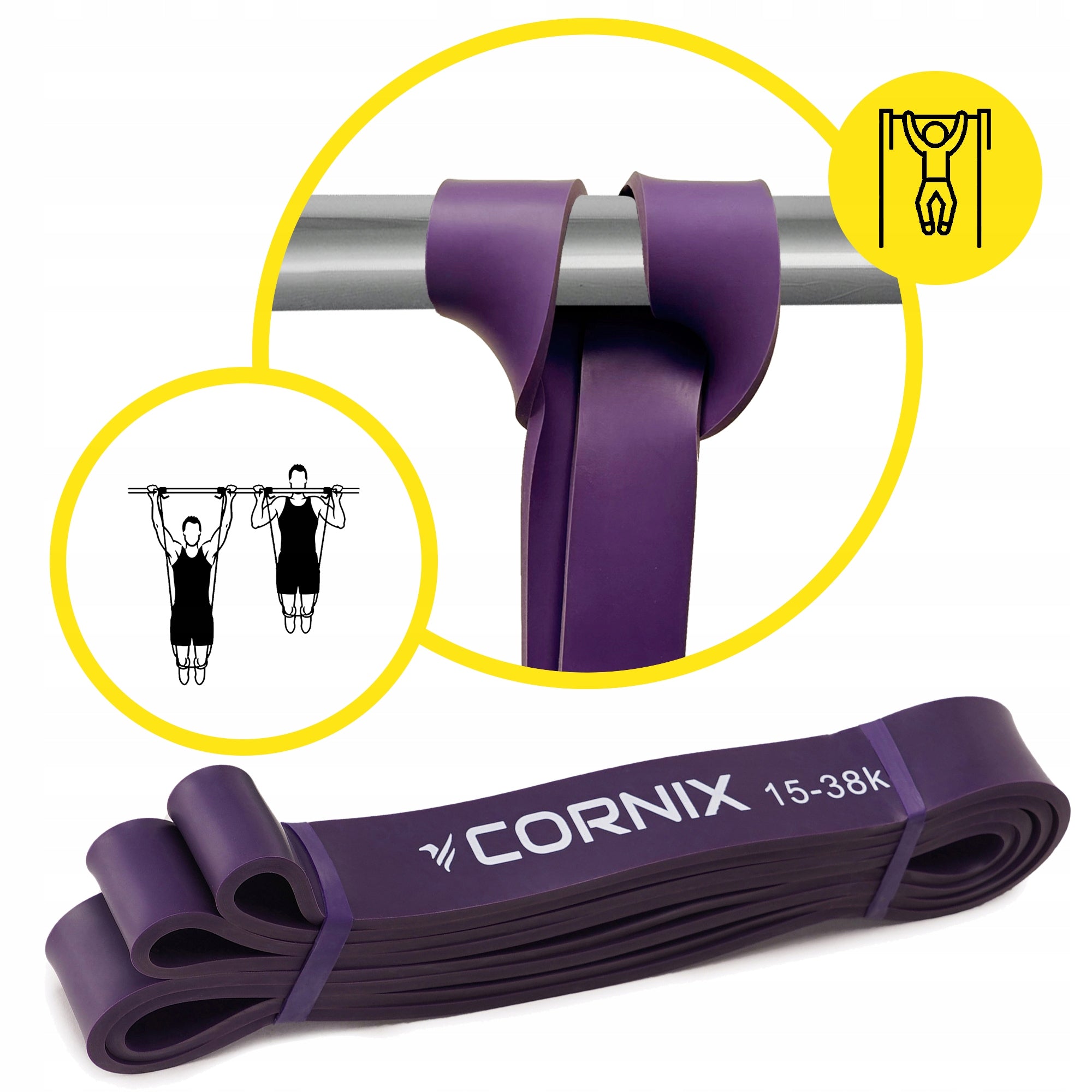 RESISTANCE RUBBER CORNIX POWER BAND 15-38 KG STRONG TAPE FOR STRENGTH TRAINING Length 208 cm