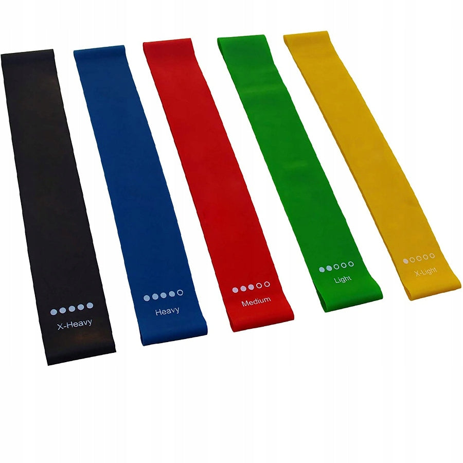 RESISTANCE RUBBER EXERCISE BANDS SET OF 5 RUBBER FITNES Color multicolor