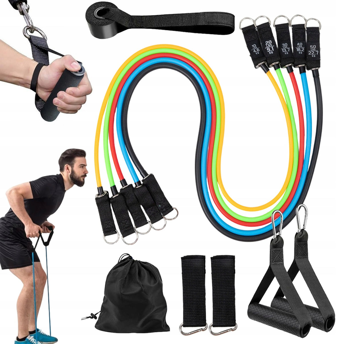 RESISTANCE RUBBER FITNESS BANDS 5 LEVELS STRENGTH TRAINING YOGA PILATES ELASTIC Brand Bedee