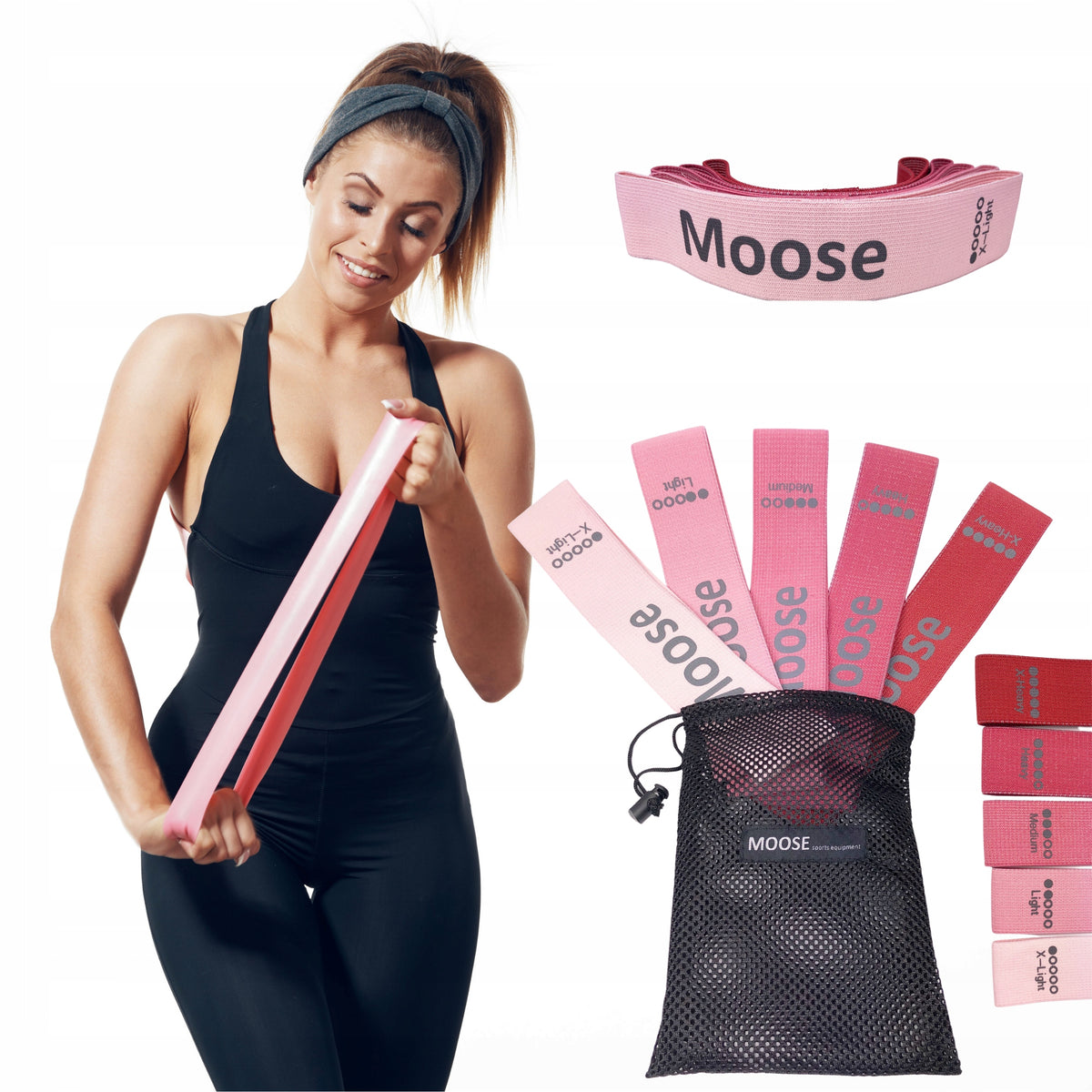 RESISTANCE RUBBER MINI BAND MATERIAL FOR EXERCISE 5pcs SET OF RUBBER FITNESS PINK