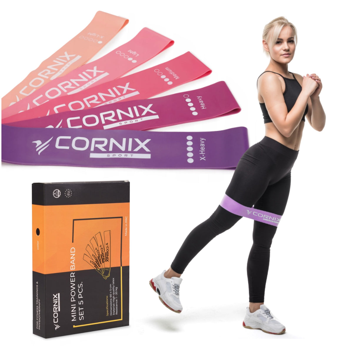 RESISTANCE RUBBER MINI BAND SET OF 5 PCS. 30 CM FOR FITNESS EXERCISES CORNIX