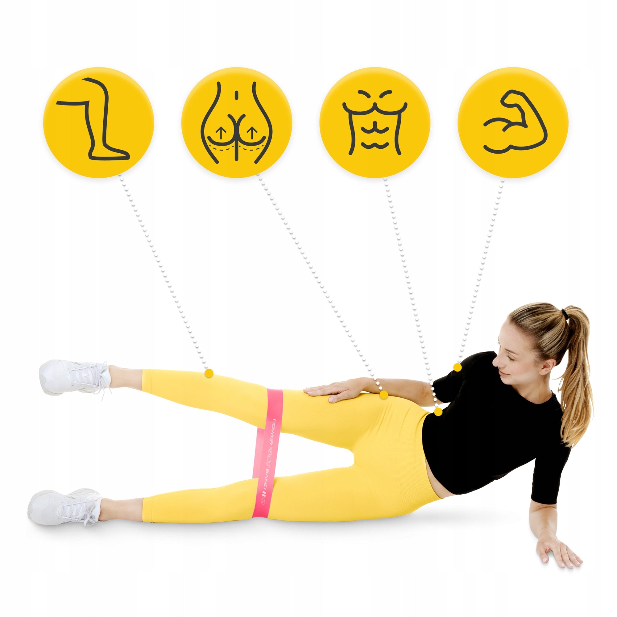 RESISTANCE RUBBER SET OF 5 FOR STRETCHING EXERCISES TRAINING MINI BAND 30 CM Color pink