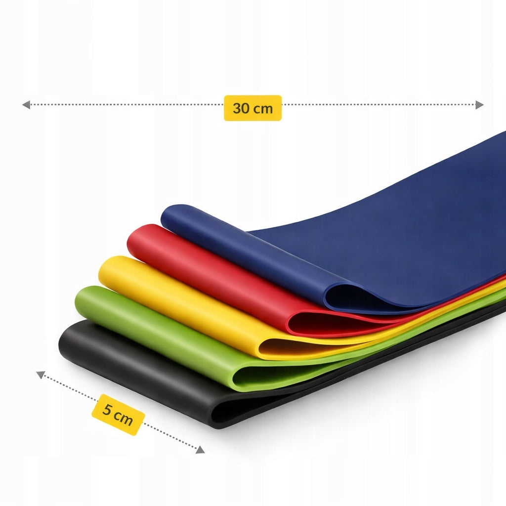 RESISTANCE RUBBER SET OF 5 FOR STRETCHING EXERCISES TRAINING MINI BAND 30 CM Packaging status original
