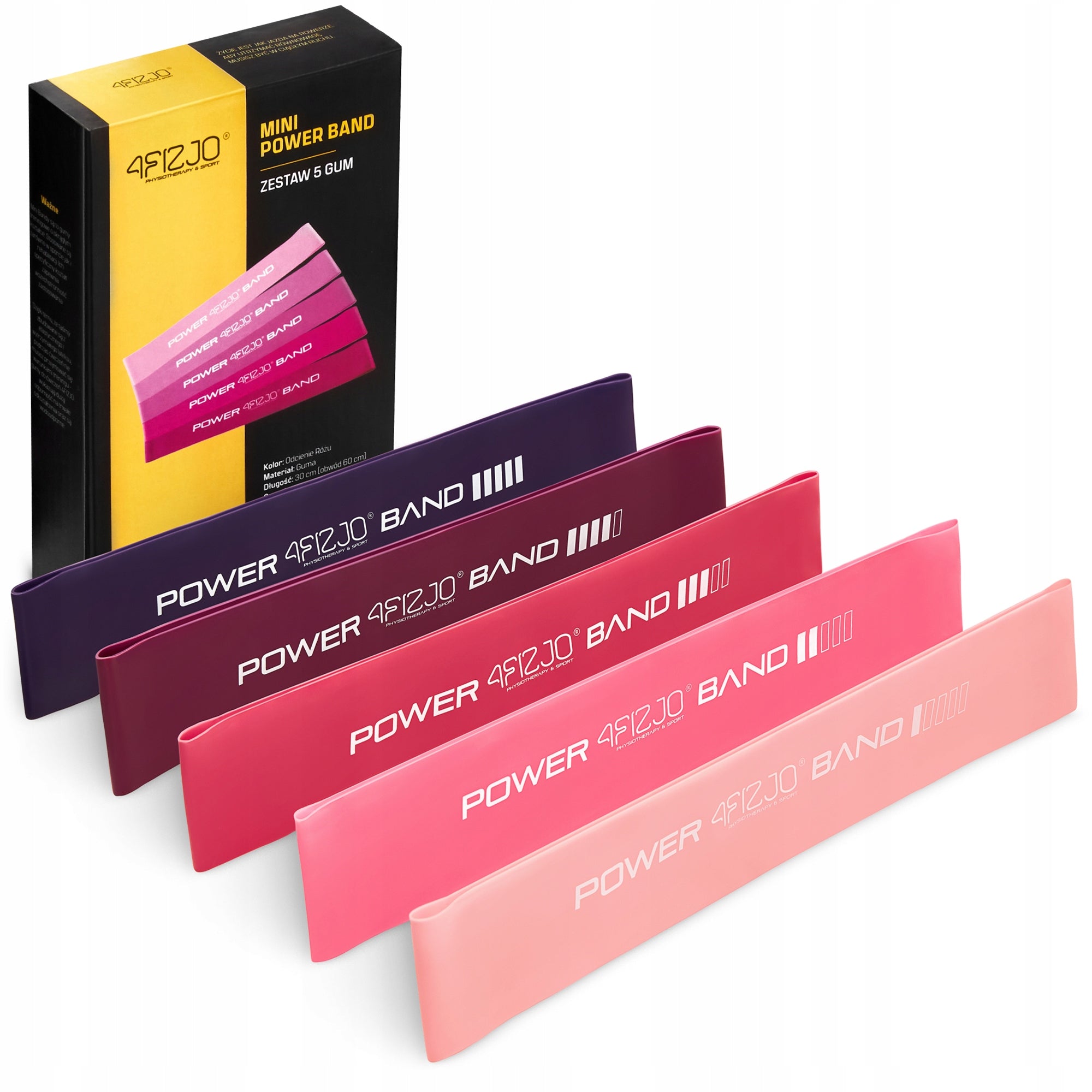 RESISTANCE RUBBER SET OF 5 FOR STRETCHING EXERCISES TRAINING MINI BAND 30 CM