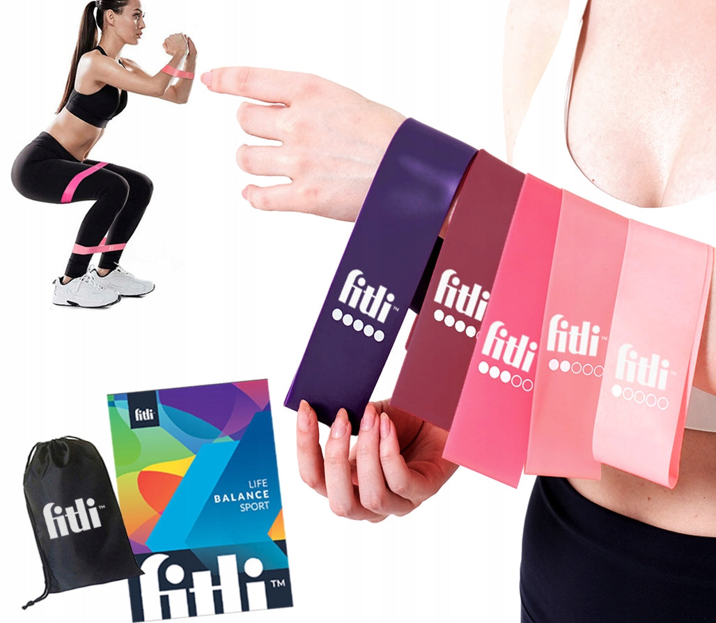 RESISTANCE RUBBER SET OF 5 MINI BANDS FOR FITNESS EXERCISES STRETCHING TRAINING
