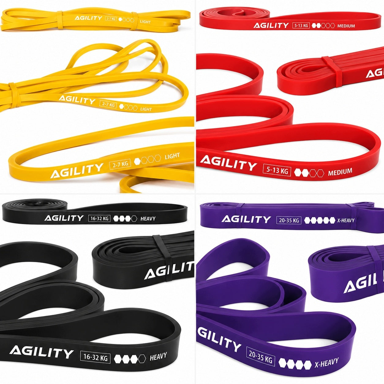 RESISTANCE RUBBER SET OF BANDS FOR STRENGTH FITNESS TRAINING AGILITY 4IN1 Packaging status original