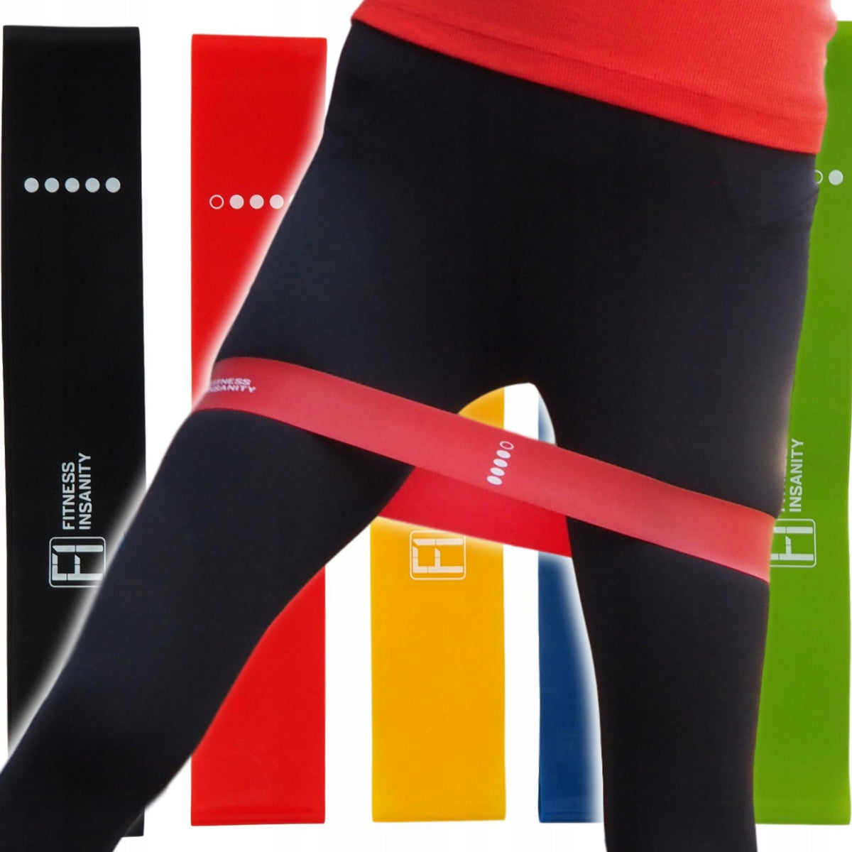 RESISTANCE RUBBER TAPE FOR EXERCISE SET OF 5 RUBBER BANDS