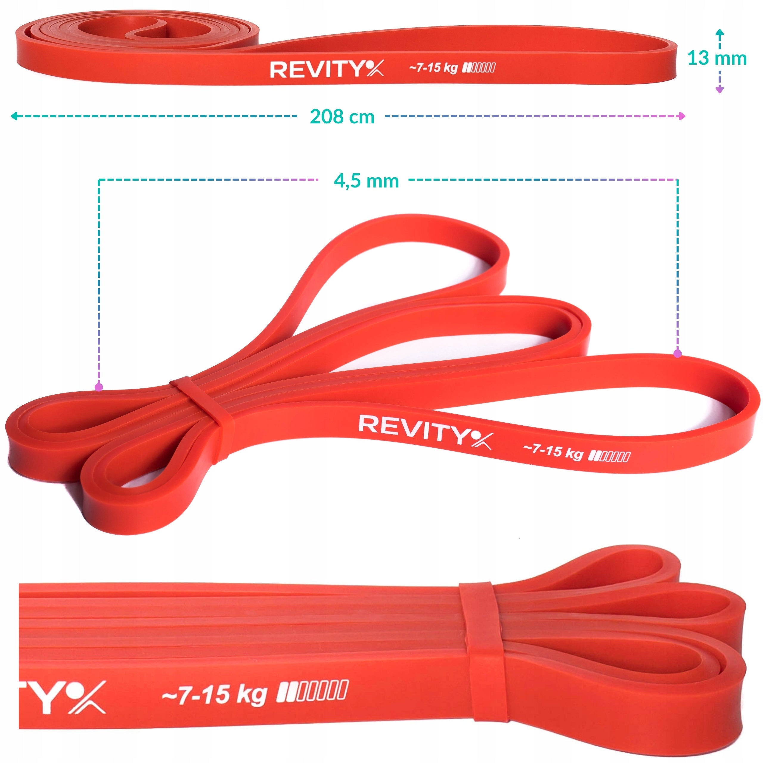 RESISTANCE RUBBER TAPE FOR FITNESS EXERCISES CROSSFIT REHABILITATION RED Brand Revity