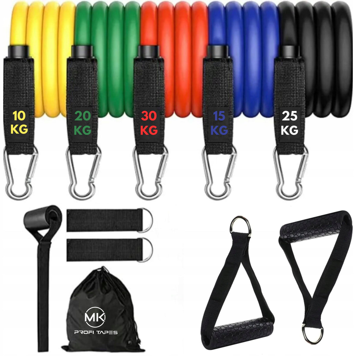 RESISTANCE RUBBER WORKOUT BANDS UP TO 100 KG HIGH QUALITY SET OF 5