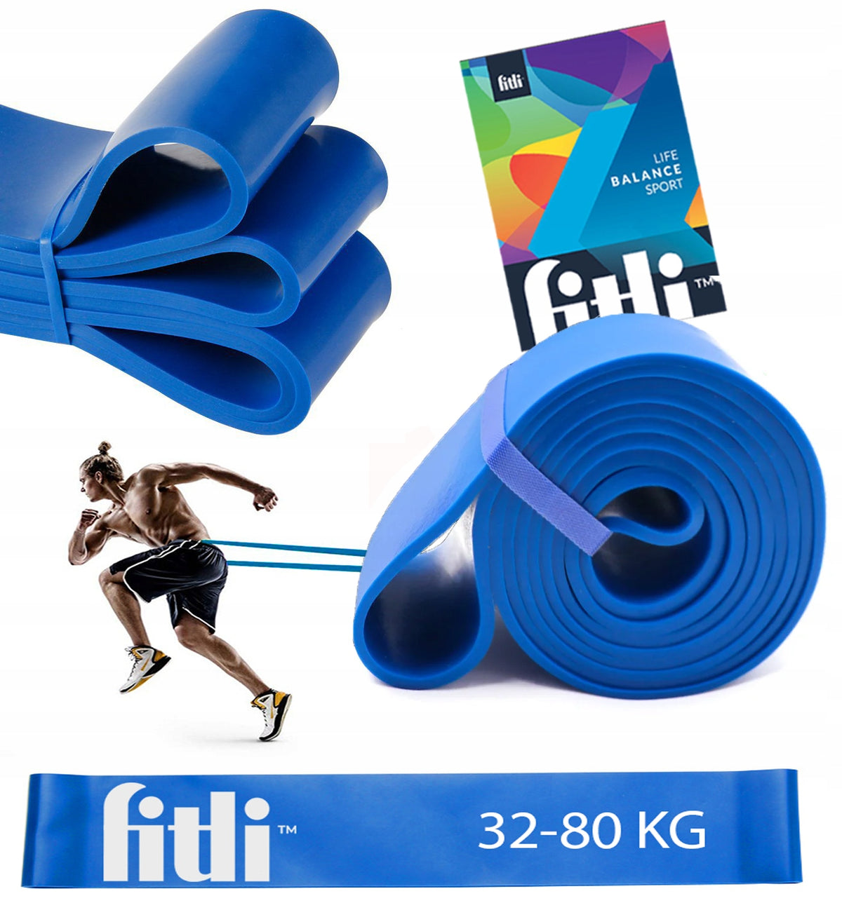 RESISTANCE RUBBER for Exercise POWER BAND Training Rubbers BLUE STRONG 32-80kg