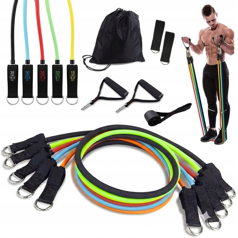 RESISTANCE RUBBERS FOR EXERCISE BANDS WORKOUT SET EXPANDER TAPE HANDLES