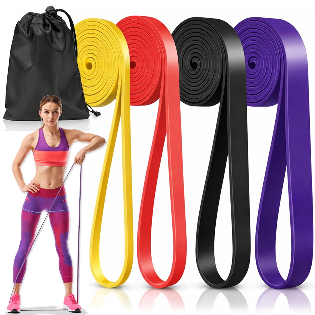 RESISTANCE RUBBERS FOR EXERCISE SET OF 4 STRONG POWER BAND FITNESS 4X