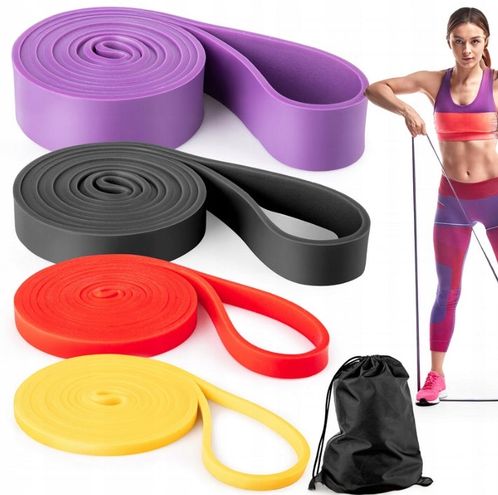 RESISTANCE RUBBERS FOR EXERCISE SET OF 4 STRONG POWER BAND FITNESS 4X