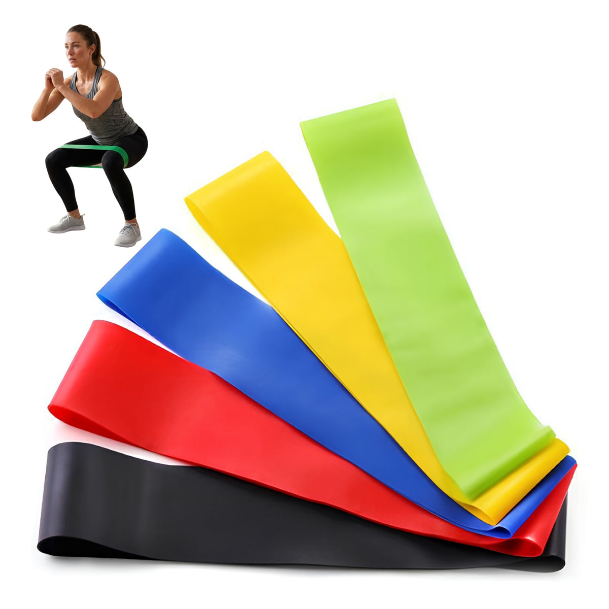 RESISTANCE RUBBERS FOR EXERCISE SET OF 5 Mini Band Fitness Pilates Tapes Packaging status original