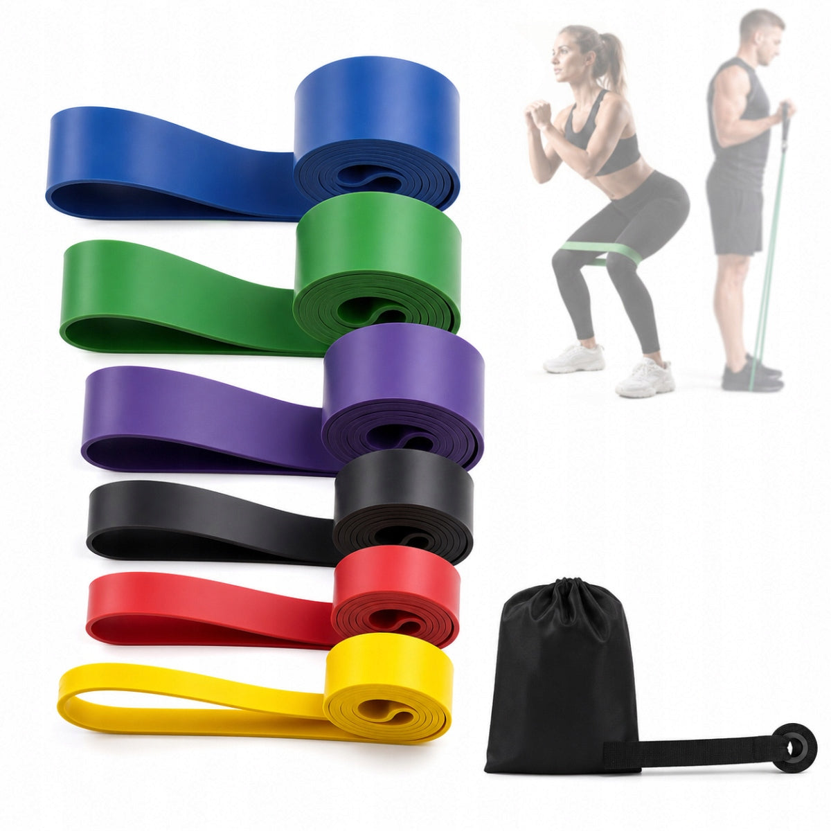 RESISTANCE RUBBERS FOR EXERCISE SET OF 6 STRONG POWER BAND FITNESS 6X