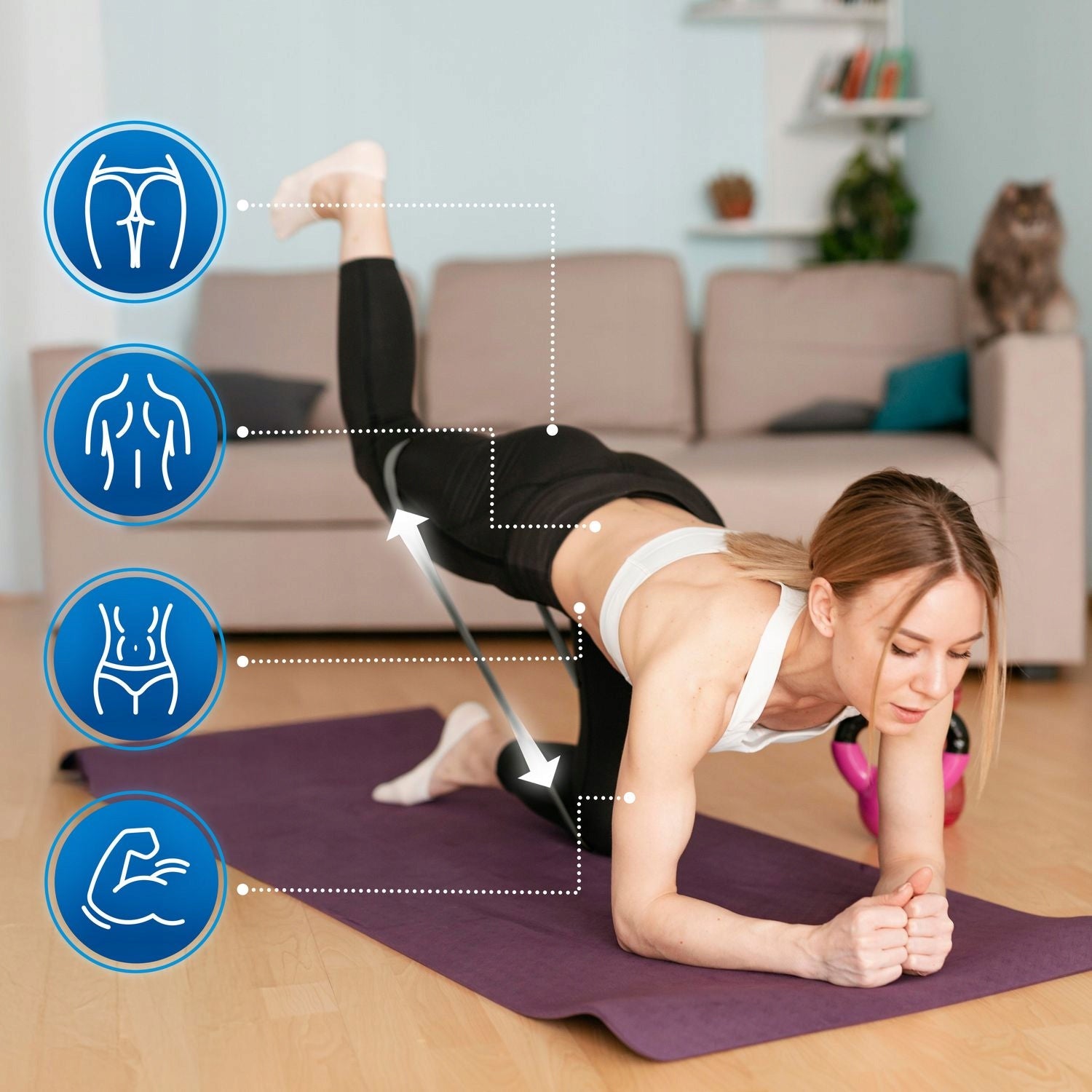 RESISTANCE RUBBERS FOR EXERCISE SET OF RESISTANCE RUBBERS MINI BAND 0,5-30KG 5PCS GYMTEK Length 19 cm