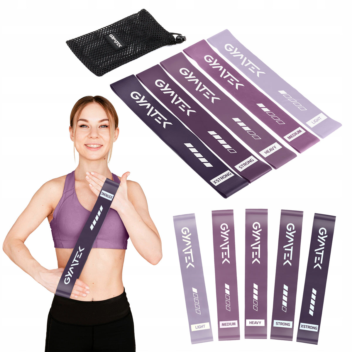 RESISTANCE RUBBERS FOR EXERCISE SET OF RESISTANCE RUBBERS MINI BAND 0,5-30KG 5PCS GYMTEK