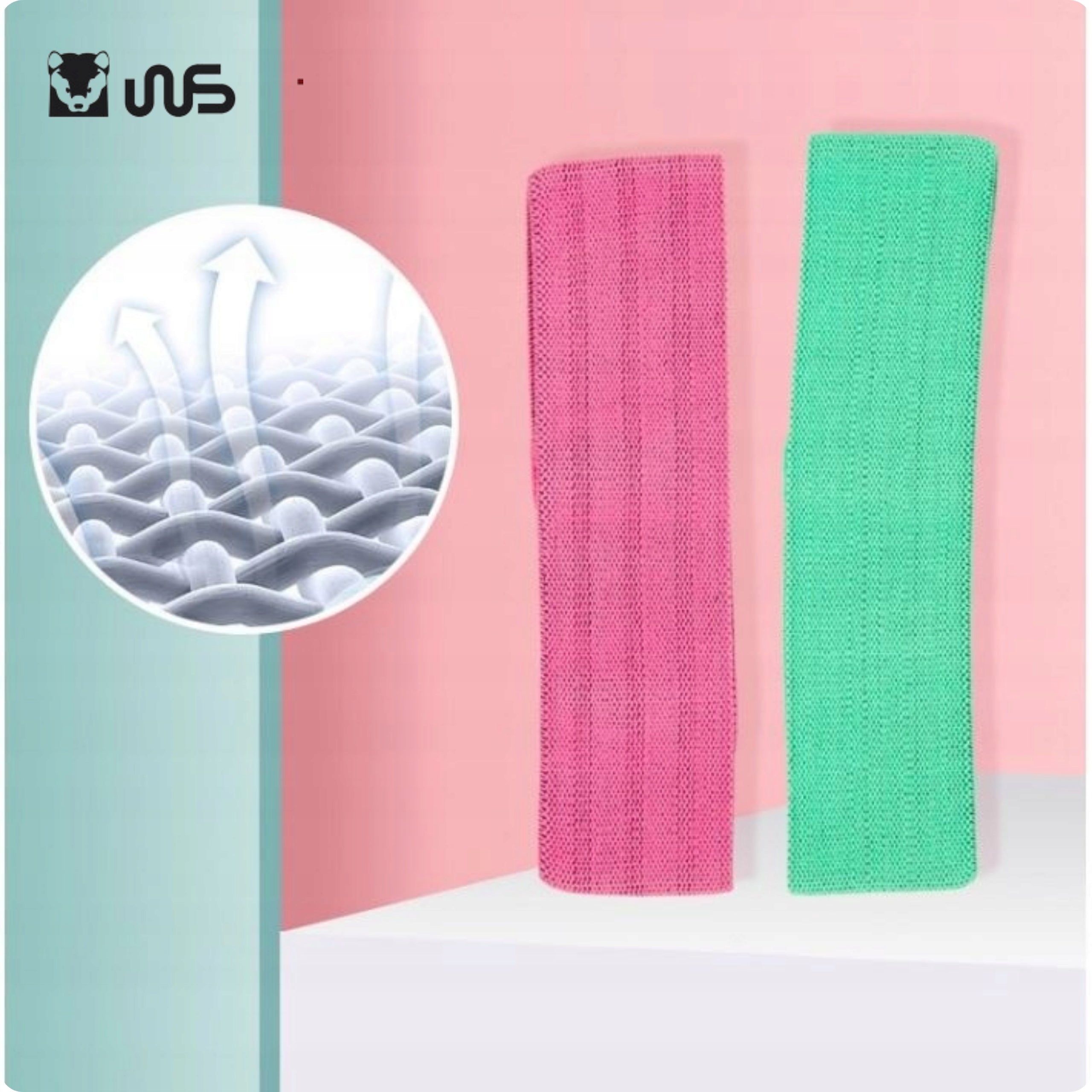 RESISTANCE RUBBERS FOR EXERCISE Set of 3 Material Tapes with Case 80x76cm Width 80 mm