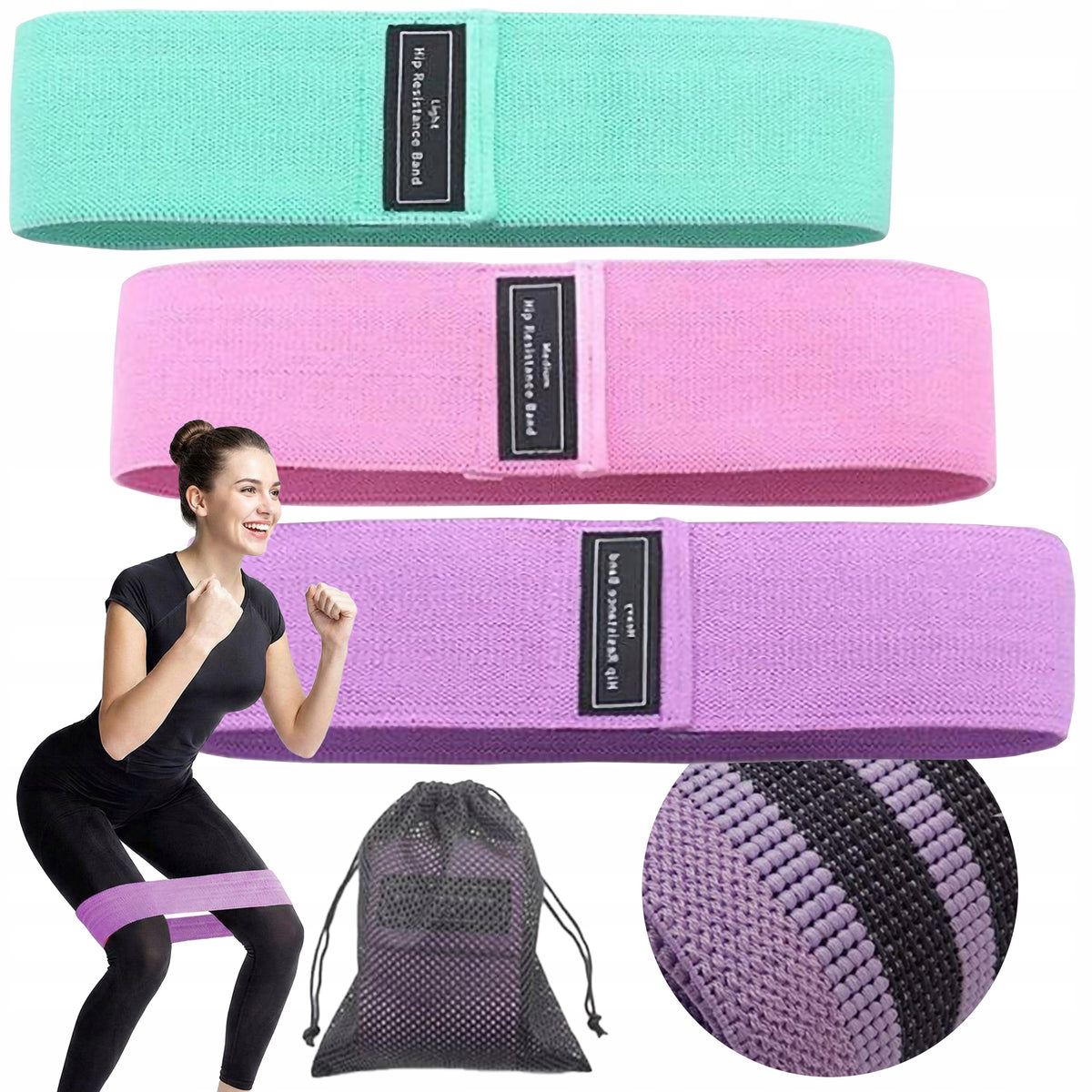 RESISTANCE RUBBERS FOR EXERCISE WORKOUT BANDS ELASTIC BANDS FITENSS SET OF 3