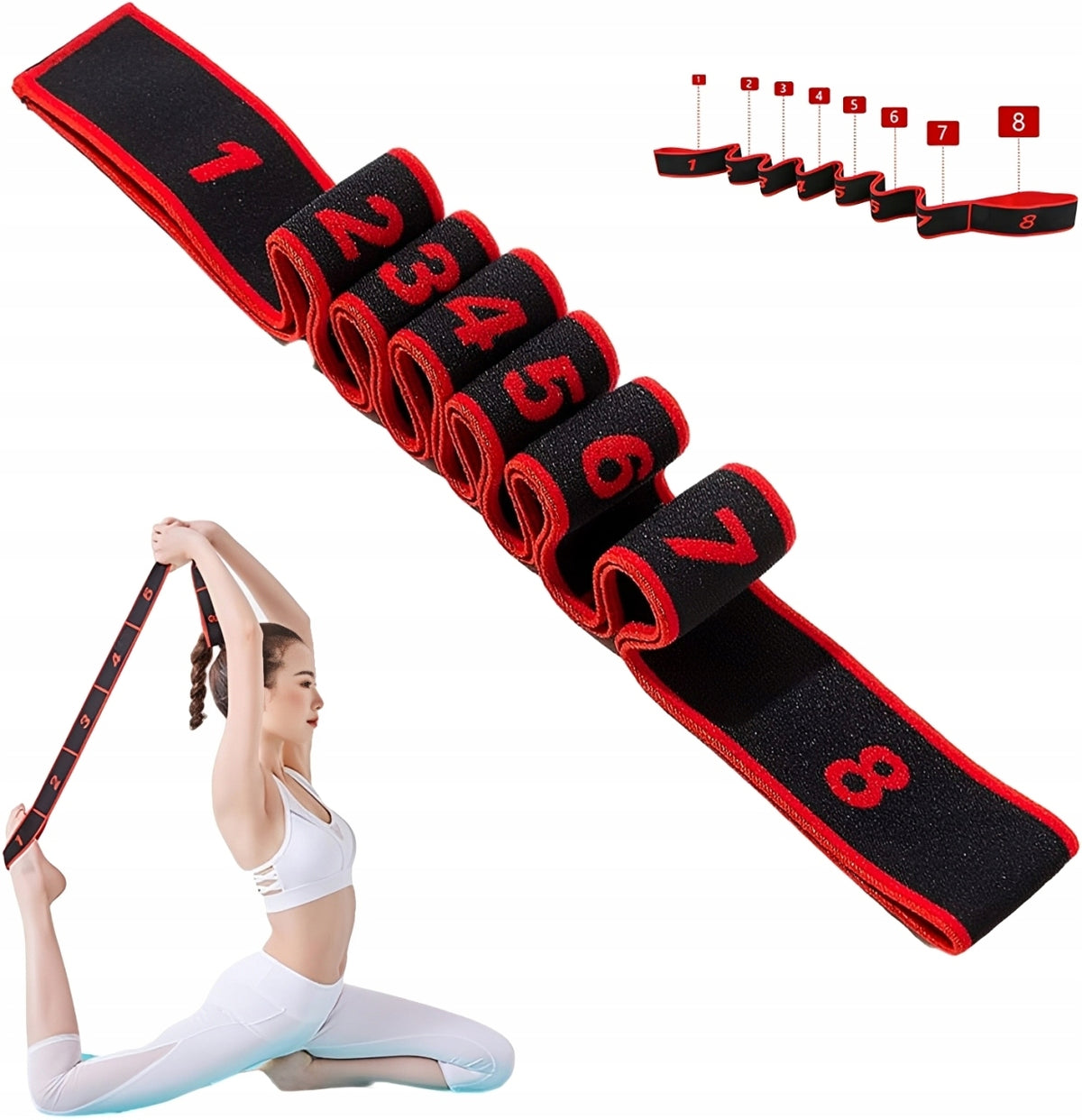 RESISTANCE RUBBERS FOR LEGS AND BUTTOCKS – 8 LEVELS OF RESISTANCE FITNESS TRAINING