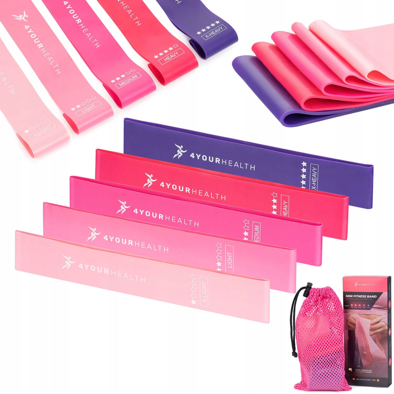 RESISTANCE RUBBERS MINI BAND FOR EXERCISE SET 4yourhealth - 5 PIECES Manufacturer code 5904169442662