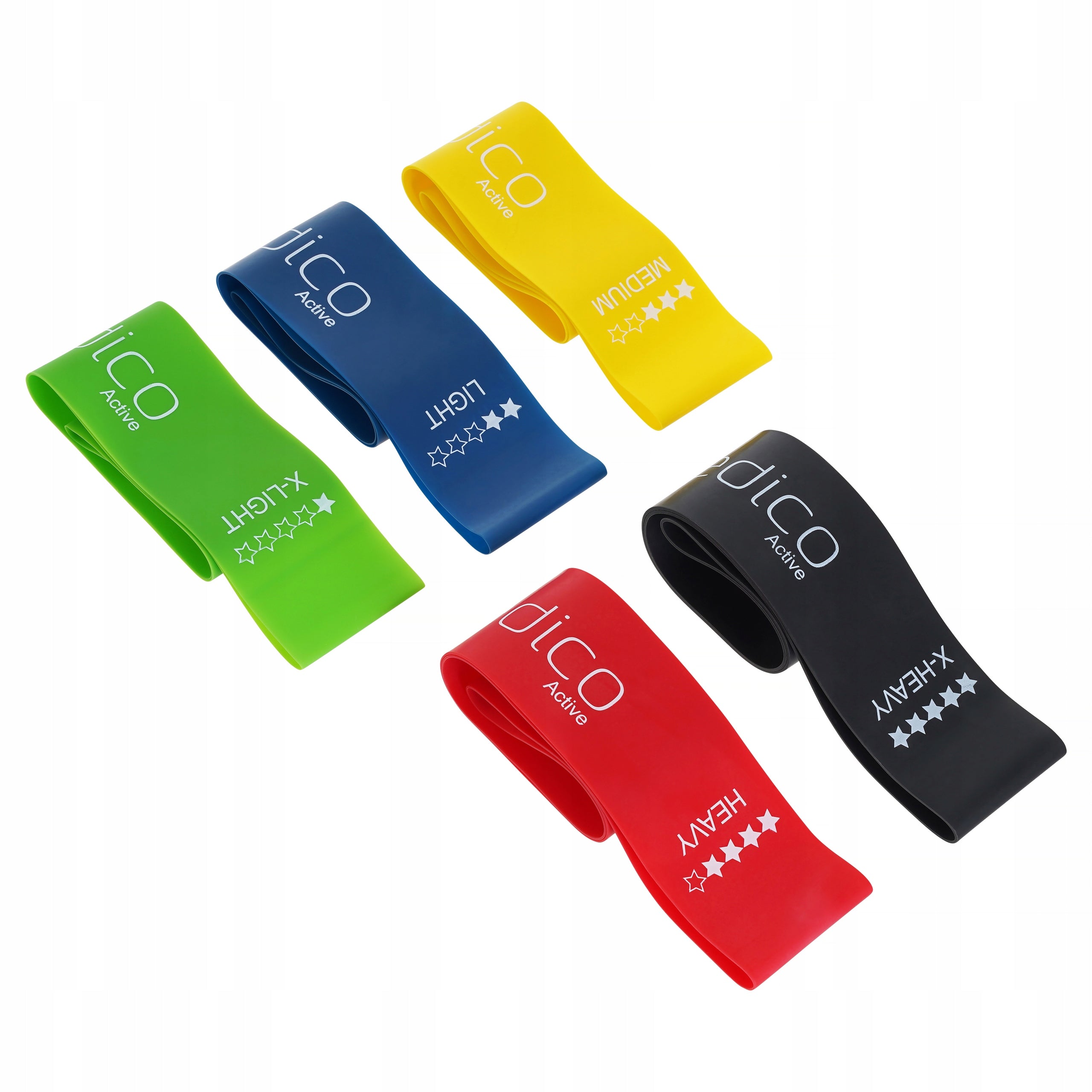 RESISTANCE RUBBERS – SET OF 5 FOR EXERCISE, MINI BAND 60 CM, FITNESS, TRAINING Manufacturer code MA-003