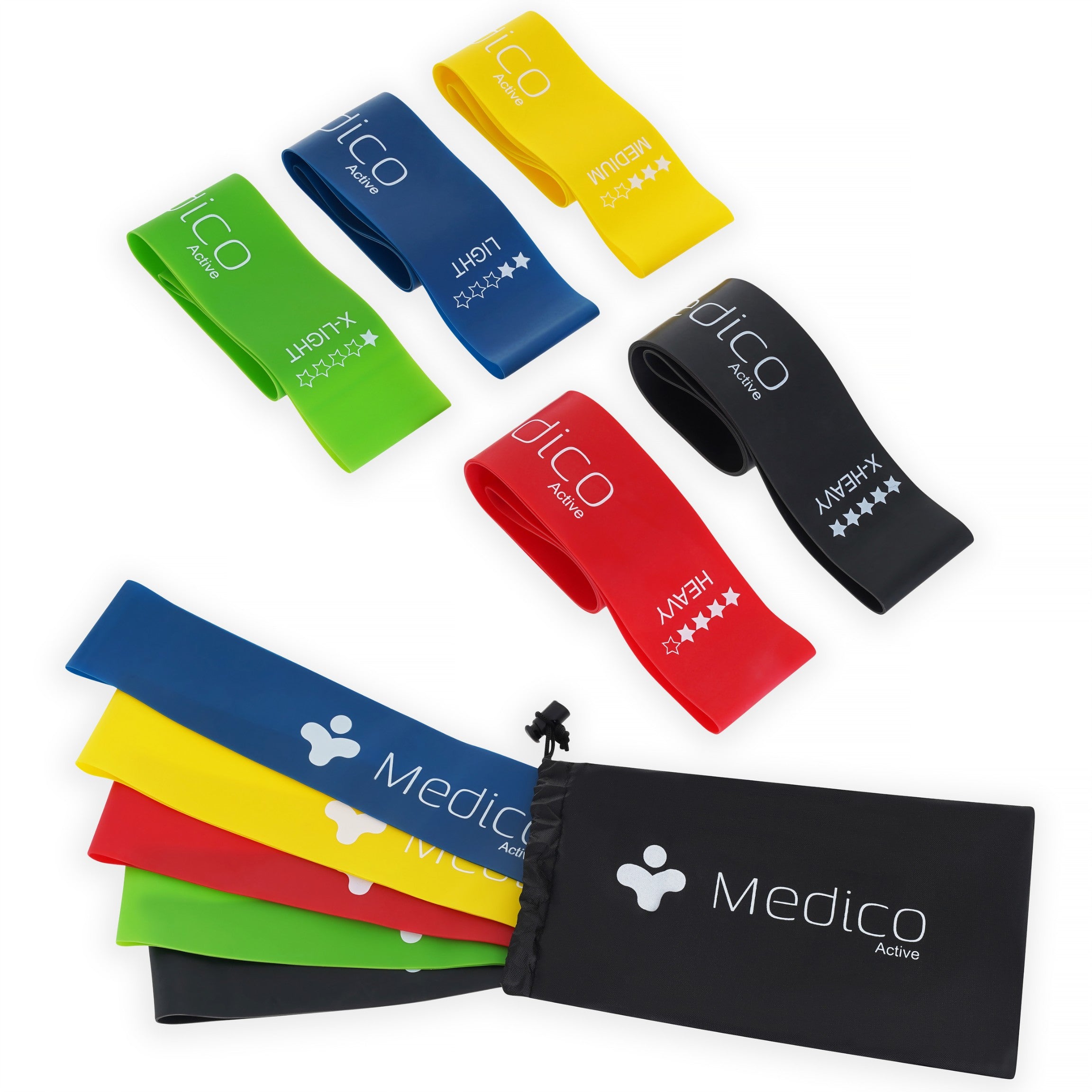 RESISTANCE RUBBERS – SET OF 5 FOR EXERCISE, MINI BAND 60 CM, FITNESS, TRAINING