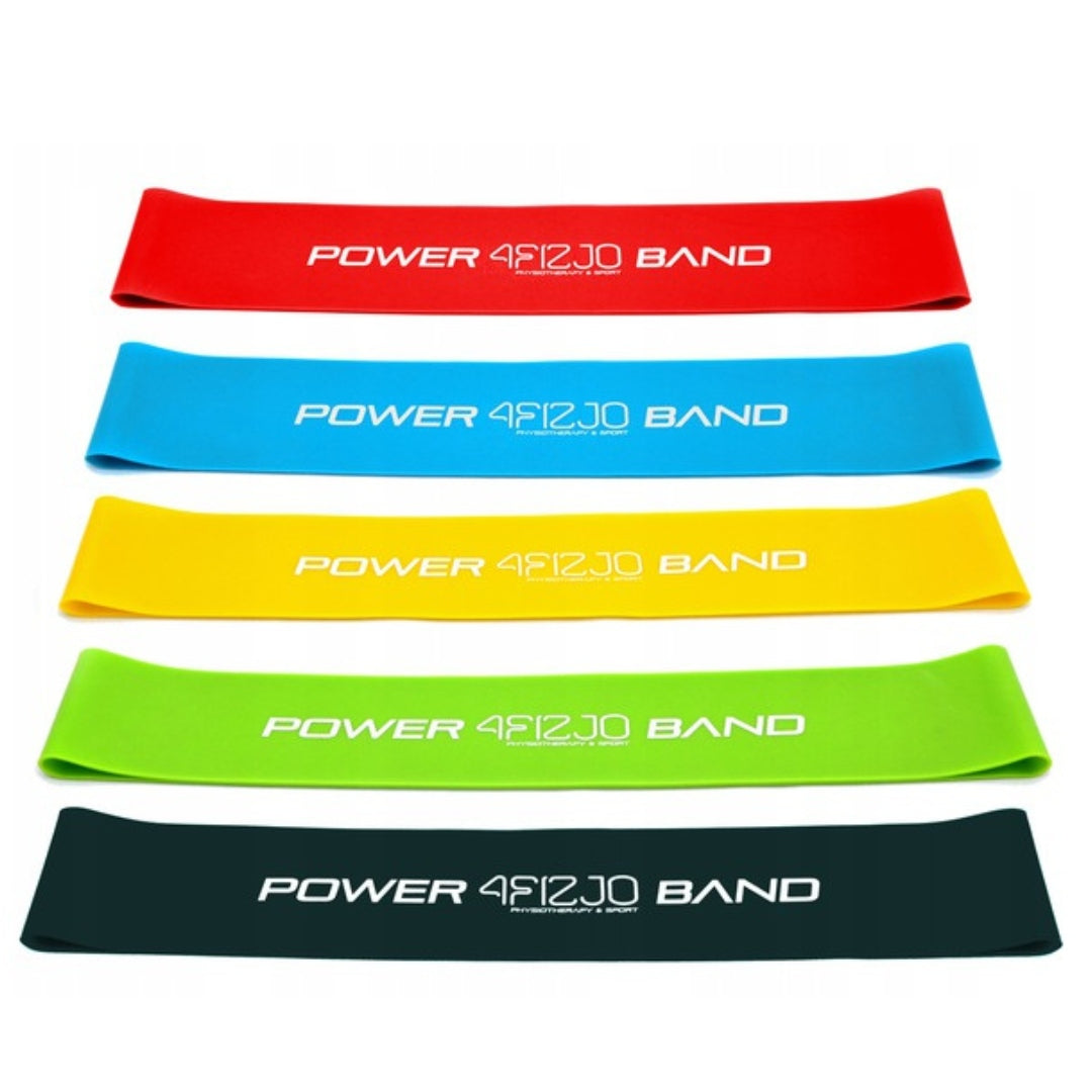 RESISTANCE RUBBERS SET OF 5 FOR EXERCISES STRETCHING TRAINING MINI BAND 30 cm Manufacturer code Zestaw 5 taśm MINI BAND