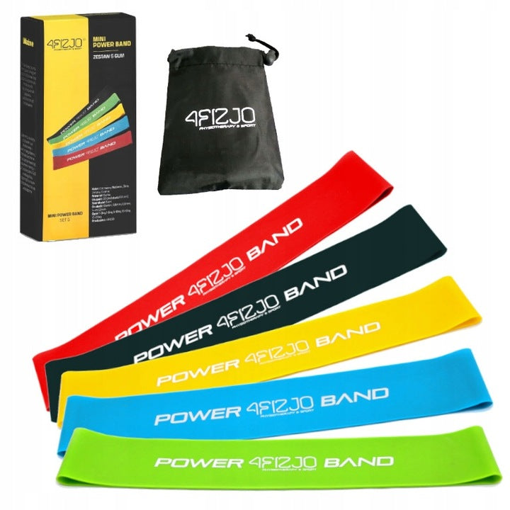 RESISTANCE RUBBERS SET OF 5 FOR EXERCISES STRETCHING TRAINING MINI BAND 30 cm