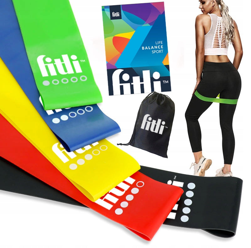 RESISTANCE RUBBERS SET OF 5 MINI BANDS FOR FITNESS EXERCISES STRETCHING TRAINING