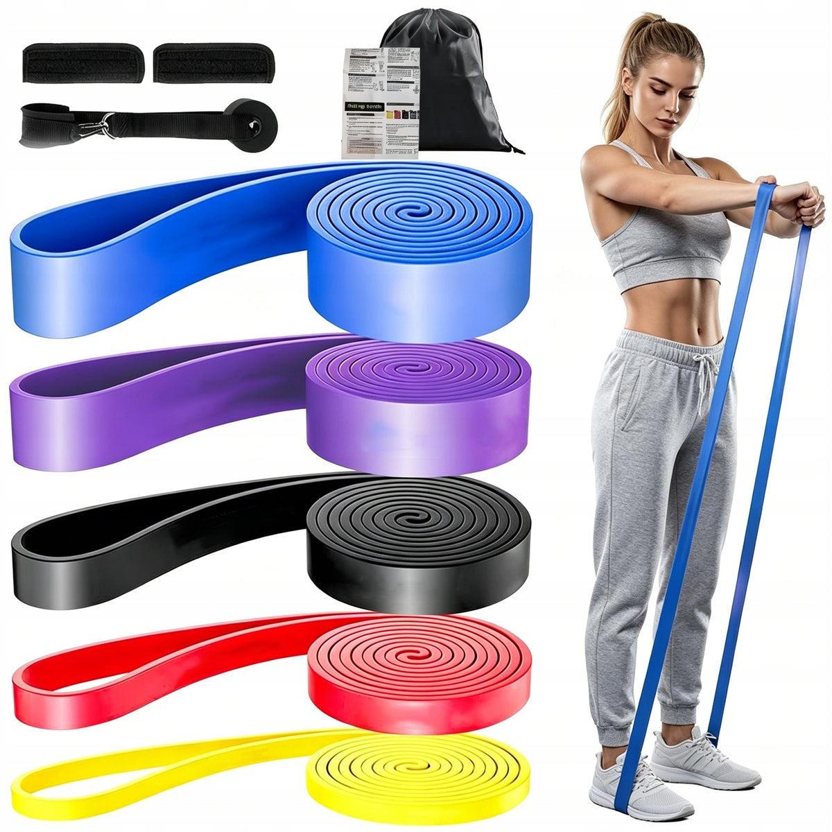 RESISTANCE RUBBERS SET OF 5 MINI BANDS FOR FITNESS EXERCISES STRETCHING TRAINING