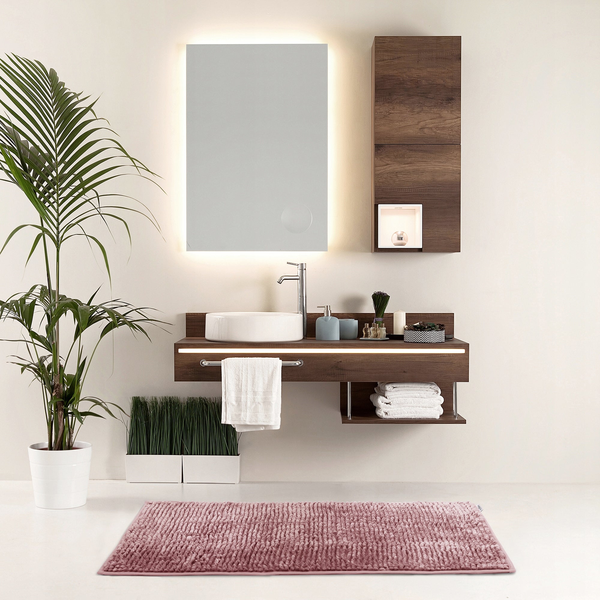 RESTILO Bathroom Rug Non-Slip Chenille Shaggy 50X70 Pink Brand Restilo