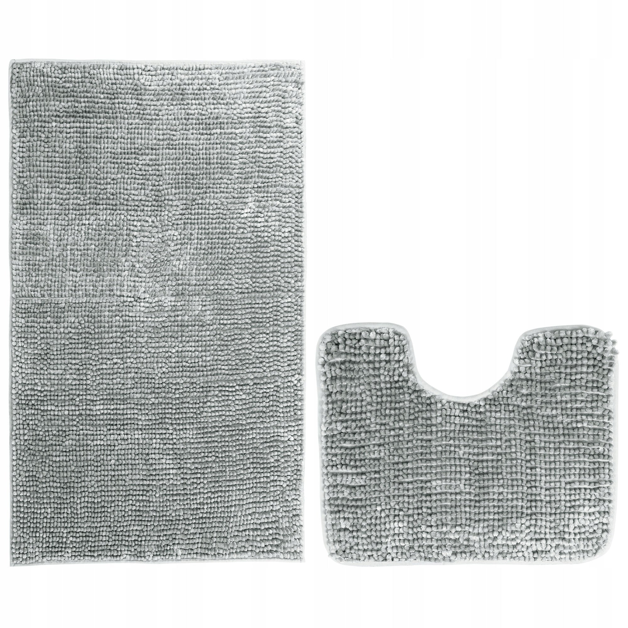 RESTILO Bathroom Rug Non-Slip Chenille Shaggy 50X80+40X53 Grey Thickness 15 mm
