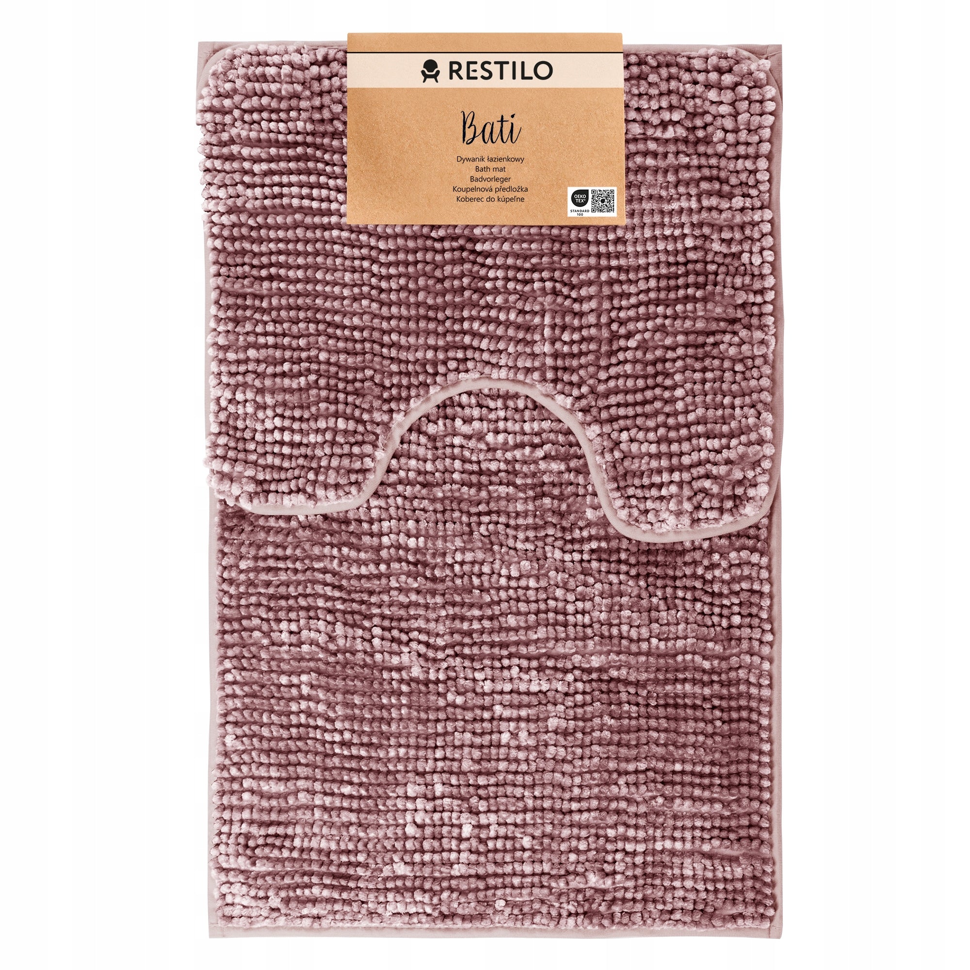 RESTILO Bathroom Rug Non-Slip Chenille Shaggy 50X80+40X54 Rose