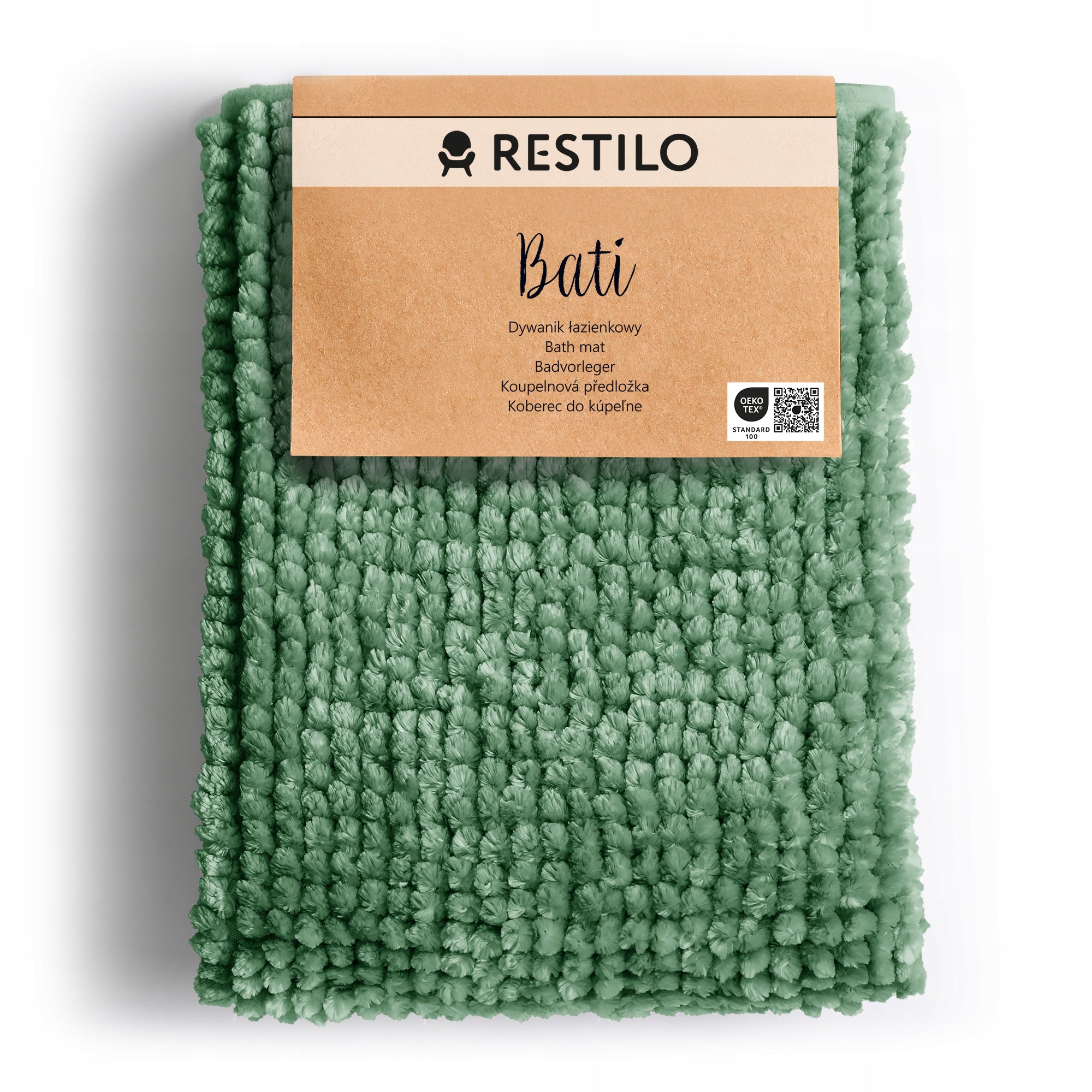 RESTILO Bathroom Rug Non-Slip Chenille Shaggy 60X90 Green