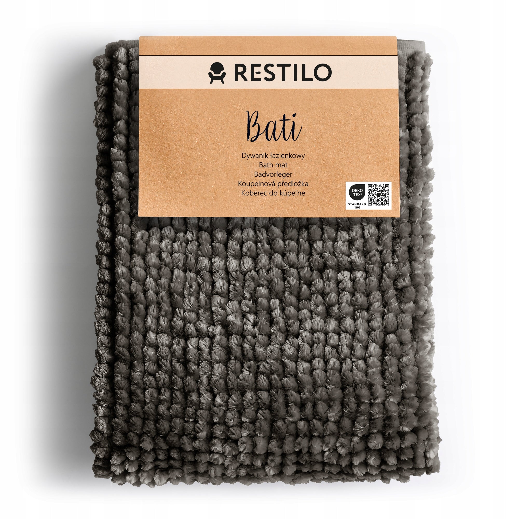 RESTILO Bathroom Rug Non-Slip Chenille Shaggy 60X90 Steel